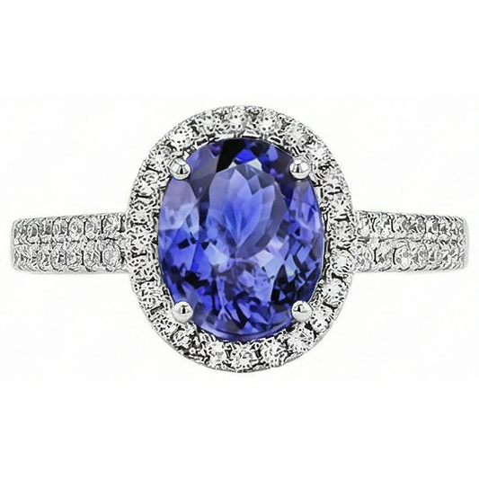 naturel round tanzanite 5.61carats bague angle de côté