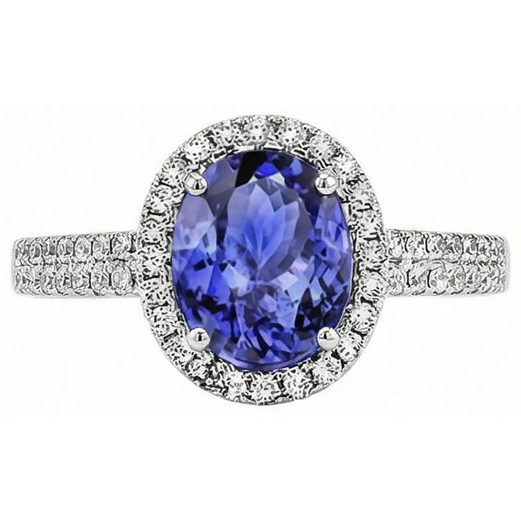 naturel round tanzanite 5.61carats bague angle de côté