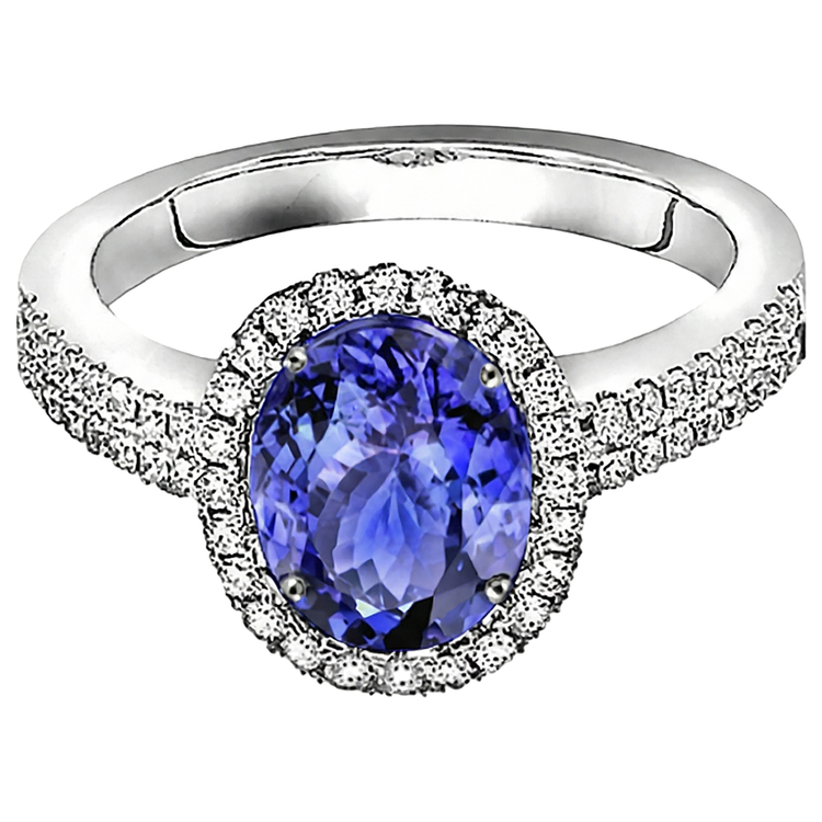 naturel round tanzanite 5.61carats bague détail rapproché