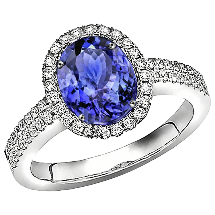 naturel round tanzanite 5.61carats bague vue de dessus