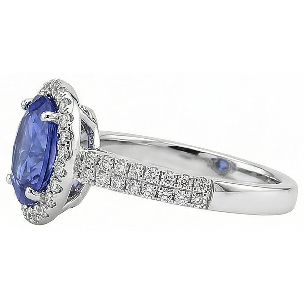 naturel round tanzanite 5.61carats bague vue de profil
