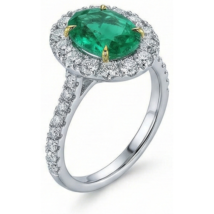 naturel oval diamant 5.75carats bague détail rapproché