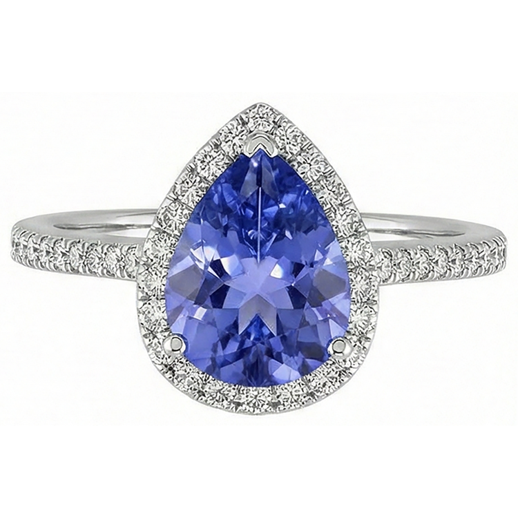 5.75 Ct Solitaire Avec Accent Tanzanite Avec Diamants Naturels Extraits des Mines ( et non cultivés en laboratoire ) Bague Or