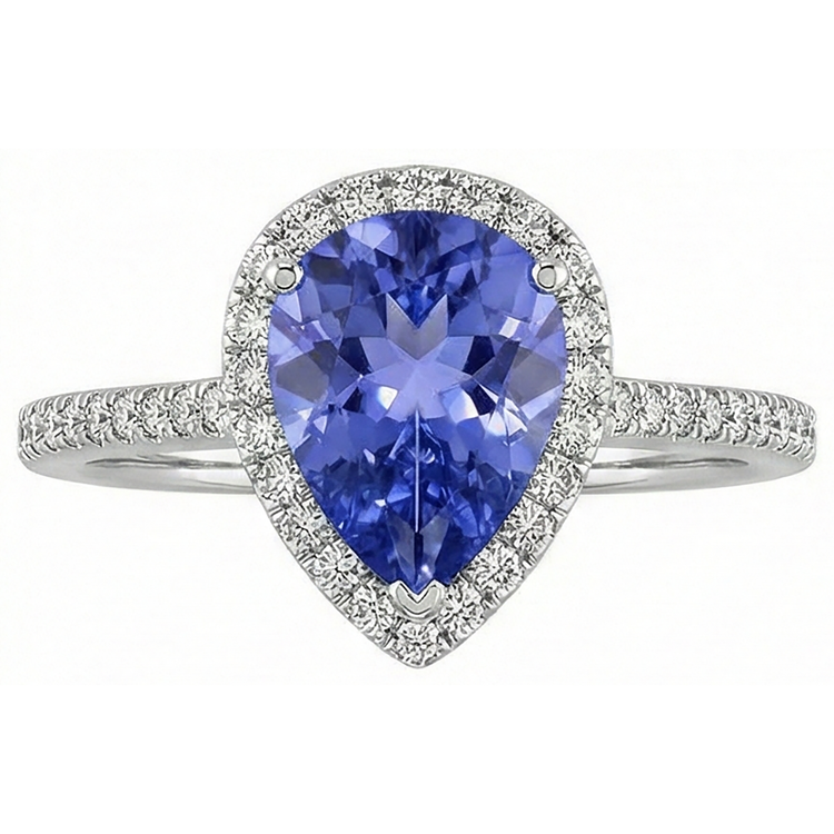 5.75 Ct Solitaire Avec Accent Tanzanite Avec Diamants Naturels Extraits des Mines ( et non cultivés en laboratoire ) Bague Or