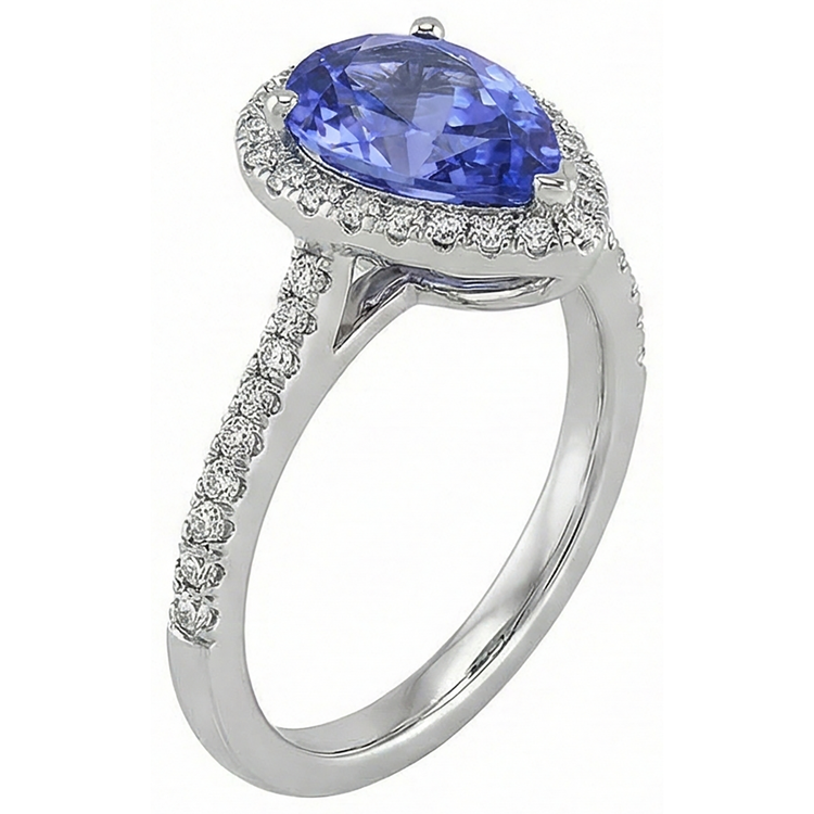 5.75 Ct Solitaire Avec Accent Tanzanite Avec Diamants Naturels Extraits des Mines ( et non cultivés en laboratoire ) Bague Or