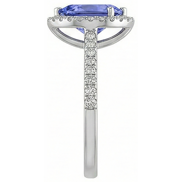 5.75 Ct Solitaire Avec Accent Tanzanite Avec Diamants Naturels Extraits des Mines ( et non cultivés en laboratoire ) Bague Or