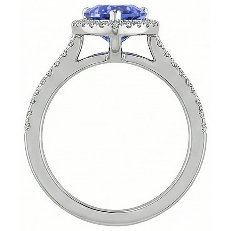 5.75 Ct Solitaire Avec Accent Tanzanite Avec Diamants Naturels Extraits des Mines ( et non cultivés en laboratoire ) Bague Or