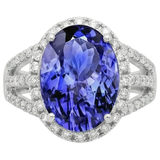 naturel round tanzanite 5.80carats bague angle de côté