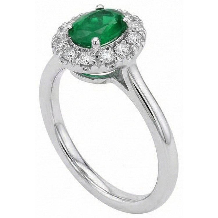 5.90 carats alliance émeraude Vert et diamants or blanc 14K