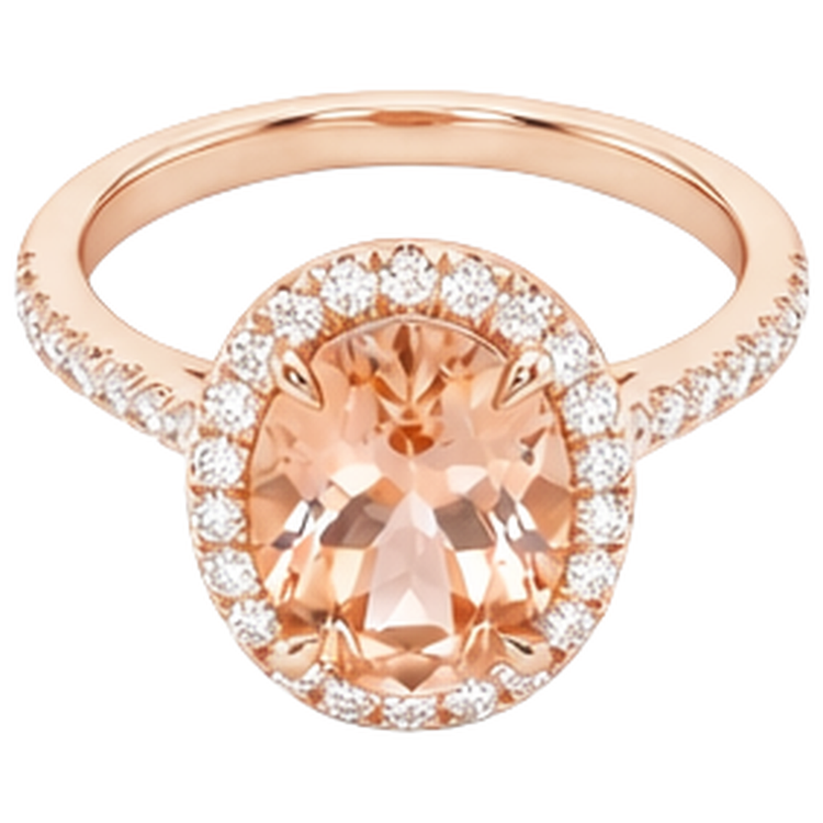 5.95 Carats Morganite Et Diamants Naturels Extraits des Mines ( et non cultivés en laboratoire ) Alliance Or Rose 14K