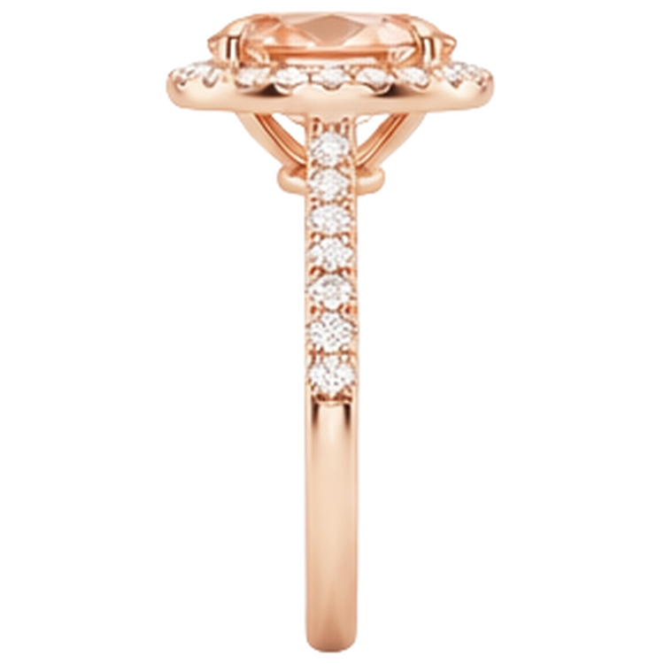 5.95 Carats Morganite Et Diamants Naturels Extraits des Mines ( et non cultivés en laboratoire ) Alliance Or Rose 14K
