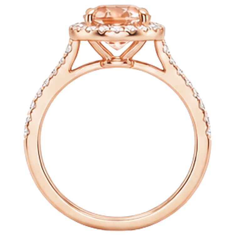5.95 Carats Morganite Et Diamants Naturels Extraits des Mines ( et non cultivés en laboratoire ) Alliance Or Rose 14K