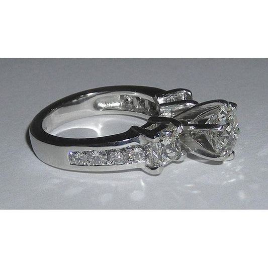 5 Carats Bague En Or Véritable Diamant Trois Pierres Bijoux Pour Femmes Nouveau
