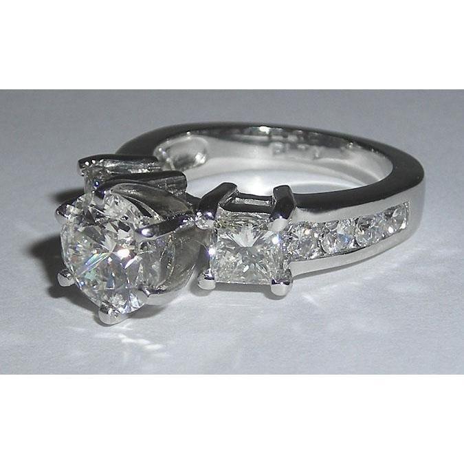 5 Carats Bague En Or Véritable Diamant Trois Pierres Bijoux Pour Femmes Nouveau
