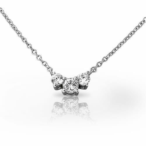 5 Carats Naturel Diamant Taille Ronde Trois Pierres Collier Or Blanc 14K