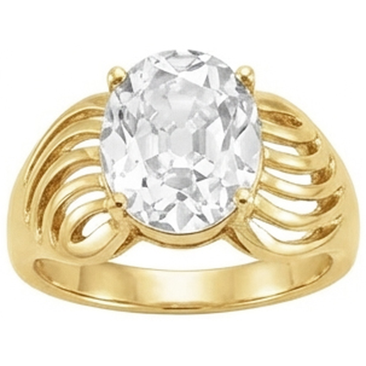 Brillant Taille Old Mine Bague Solitaire en Or Jaune 14 Carats – vue de face