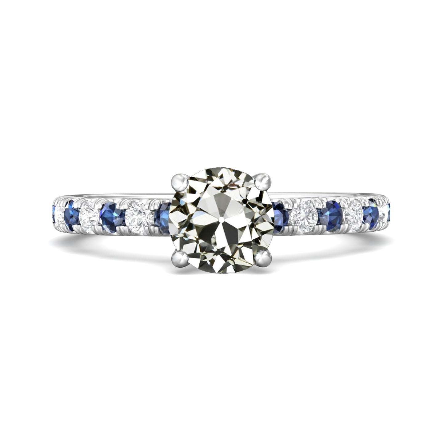 5 Carats Rond Vieux mineur Véritable Diamant & Saphir Bleu Bijoux Femme