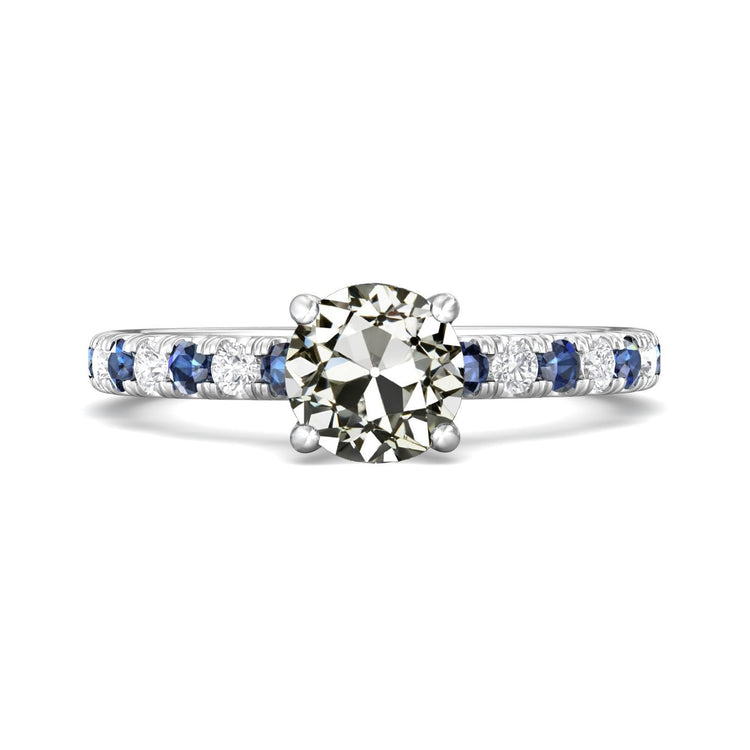5 Carats Rond Vieux mineur Véritable Diamant & Saphir Bleu Bijoux Femme