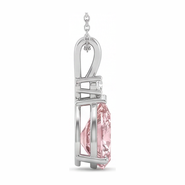 Collier Pendentif Solitaire Diamant Rose de laboratoire 5 Carats Taille Poire à Corps Fendu en Or Blanc 14 Carats