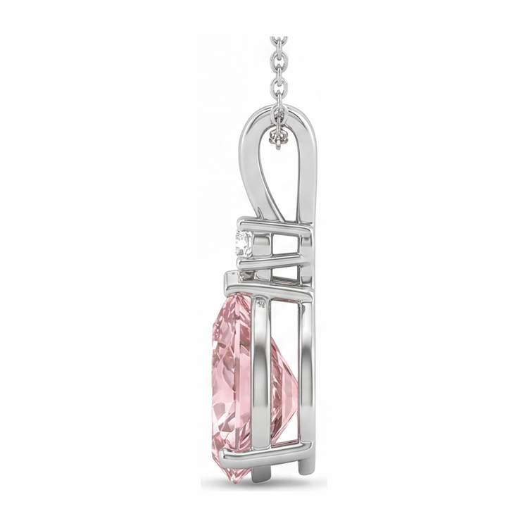 Collier Pendentif Solitaire Diamant Rose de Laboratoire 5 Carats Taille Poire à Bélière Fendue en Or Blanc 14 Carats