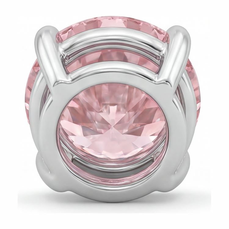 Collier Pendentif Solitaire Diamant Rose de laboratoire Rond 5 Carats en Or Blanc 14 Carats