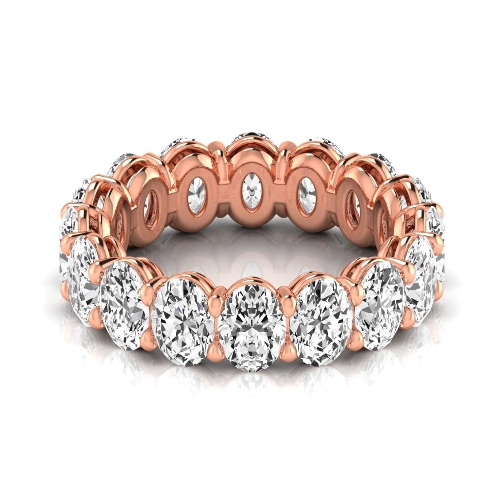 Taille Ovale Diamant bague en Or 14K Rose – vue de face