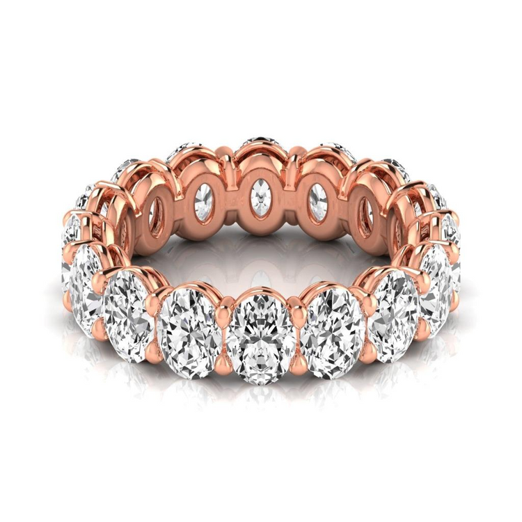 Taille Ovale Diamant bague en Or 14K Rose – vue de face