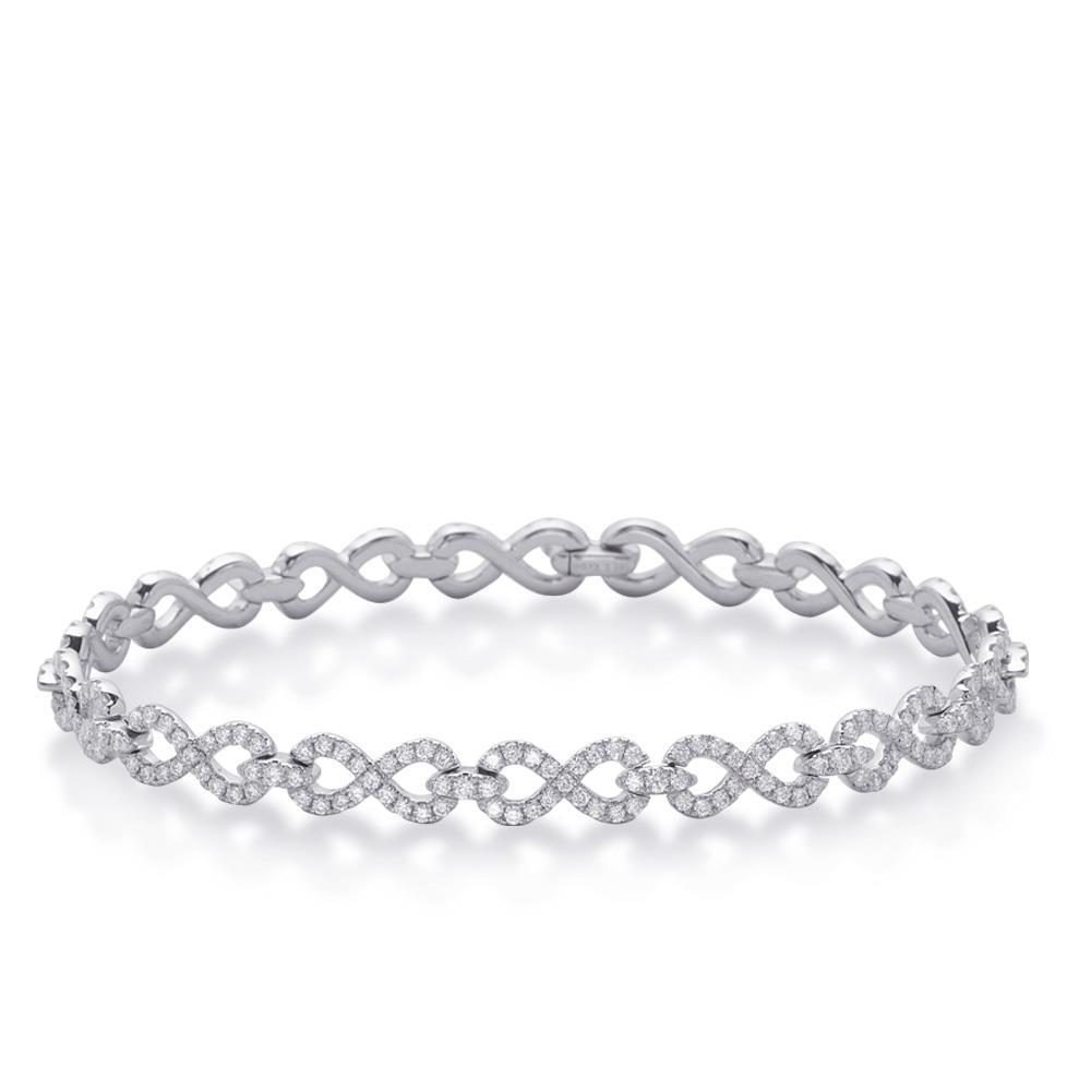 Bracelet Or 14K Blanc avec Brillant – vue principale