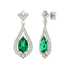 Émeraude Colombienne Pavé Gemstone Earring – 4,85 carats en Or