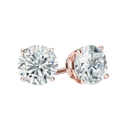 5.00 Carats Boucles D'Oreilles Réel Diamants Coupe Ronde En Or Rose 14K