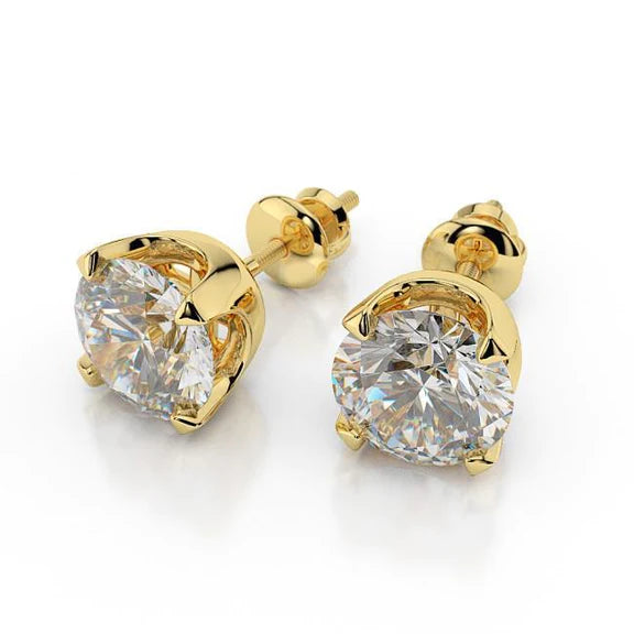 5.00 Carats Boucles D'oreilles Réel Diamants Etincelants Or Jaune 14K