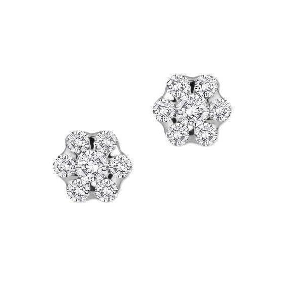 5.25 Carats Réel Diamants Coupe Ronde Femmes Pavés Boucles D'oreilles Or Blanc 14 Carats