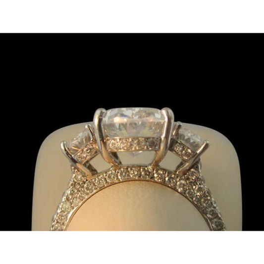 5.25 Carats. Bague De Fiançailles Trois Pierres Réel Diamants Ovales Nouveau