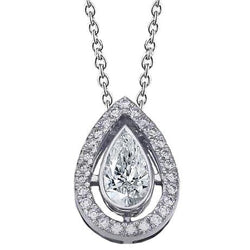 5.26 Carats Rond Et Poire Réel Diamant Dames Pendentif Bijoux En Or Blanc Neuf