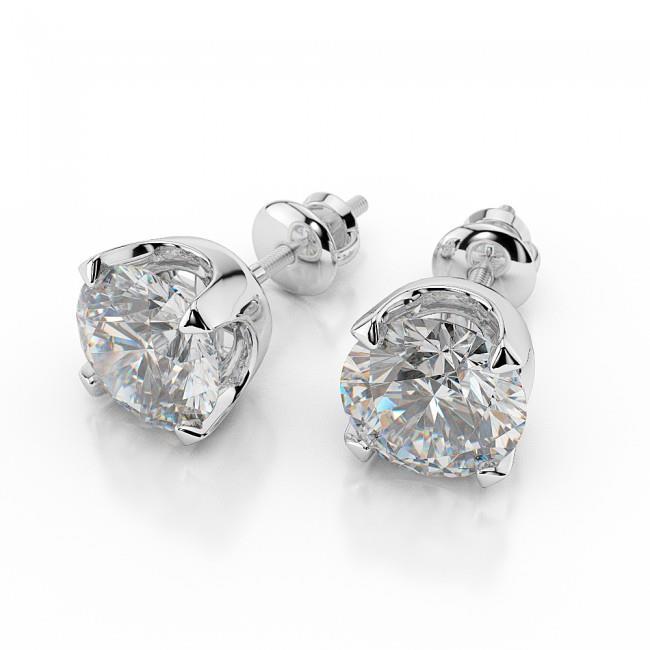 5.50 Carats Boucles D'oreilles Clous Réel Diamants Ronds Or Blanc