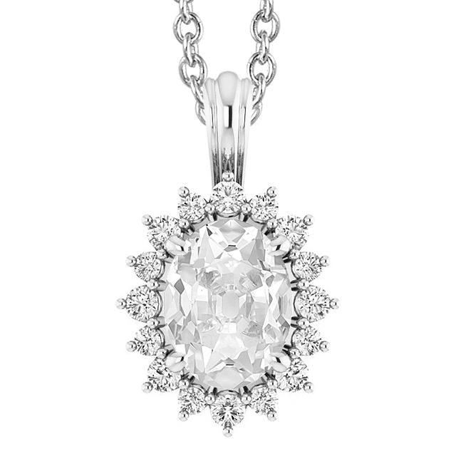 5.50 Carats Halo Ovale Vieux Mineur Femmes Réel Diamant Diapositive Pendentif Style Etoile