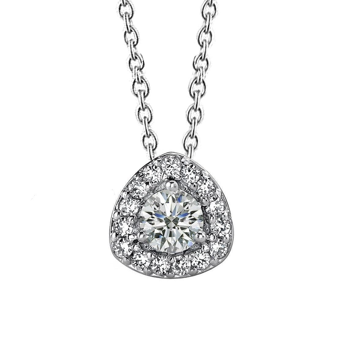 5.50 Ct Réel Diamant Rond Pendentif Triangle Slide Collier Or Blanc 14K