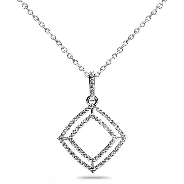 5.50 Ct Véritable Diamants Taille Ronde Shadow Box Pendentif Collier Or Blanc 14K