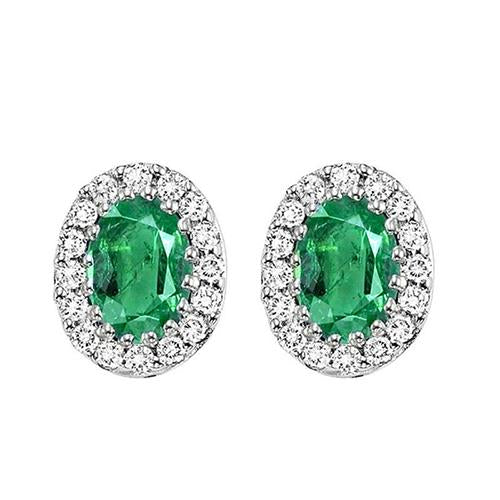 5.50 carats serti griffes émeraude Vert avec diamants boucles d'oreilles or 14 carats