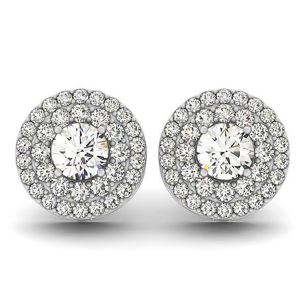 5.70 Carats Boucles D'oreilles Scintillantes Rondes Pavées De Réel Diamants Lady Stud Halo