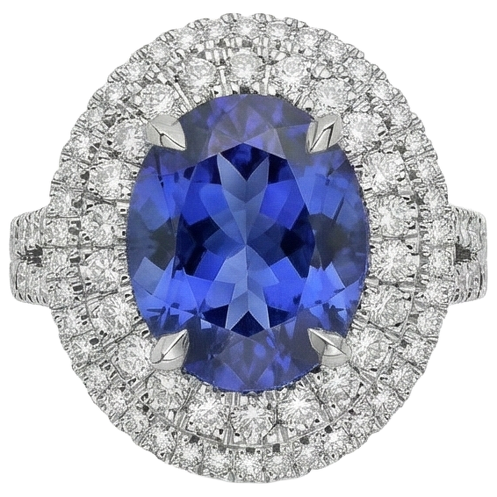 naturel oval tanzanite 6.15carats alliance angle de côté