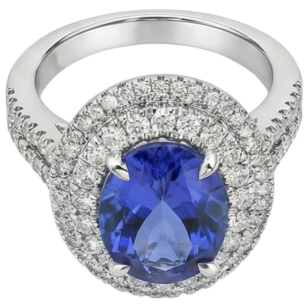 naturel oval tanzanite 6.15carats alliance détail rapproché