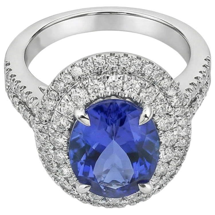 naturel oval tanzanite 6.15carats alliance détail rapproché