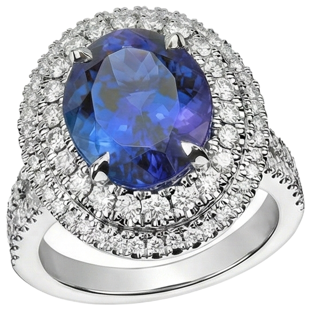 naturel oval tanzanite 6.15carats alliance vue de dessus