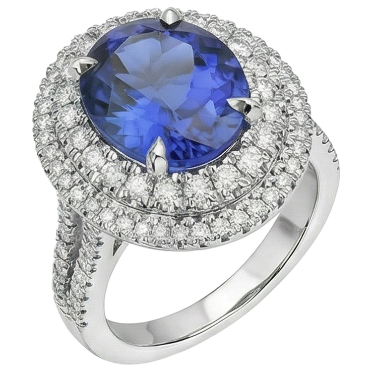 naturel oval tanzanite 6.15carats alliance vue de profil