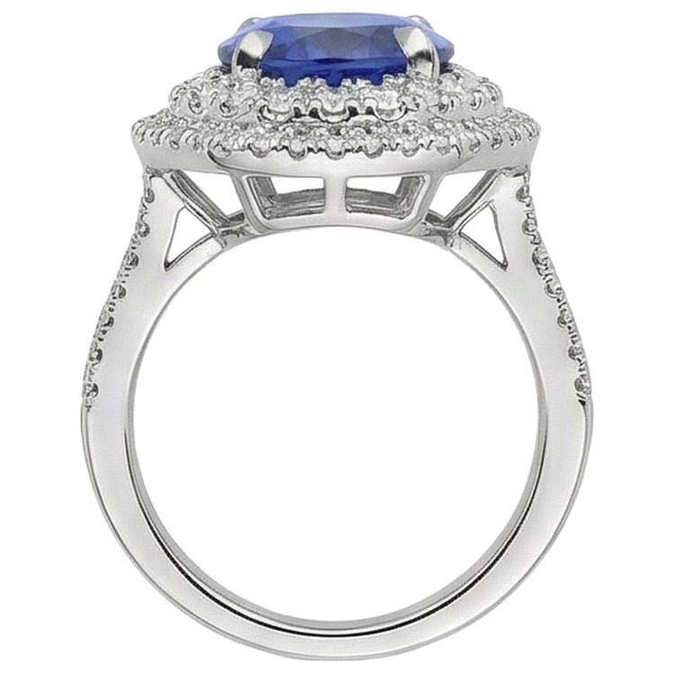 naturel oval tanzanite 6.15carats alliance avec accents diamants