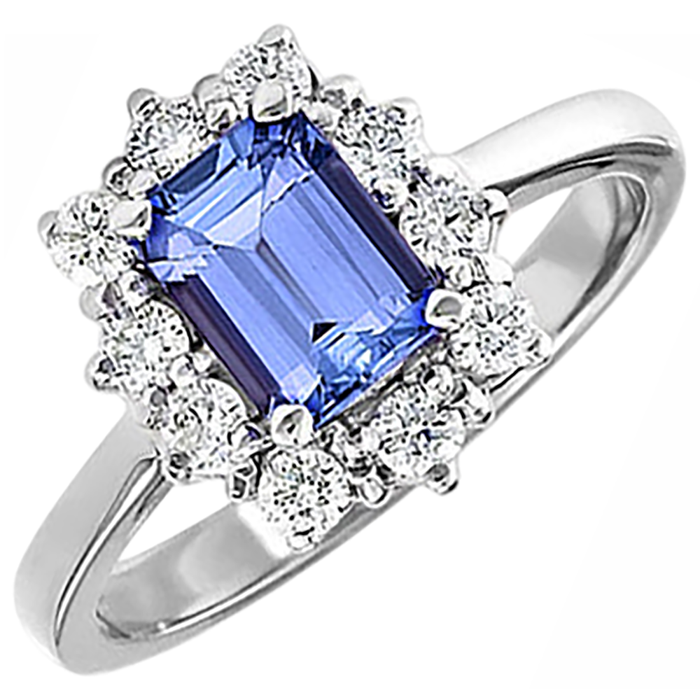 naturel tanzanite 6.20carats bague angle de côté