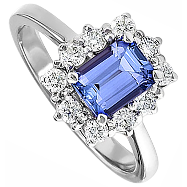 naturel tanzanite 6.20carats bague détail rapproché