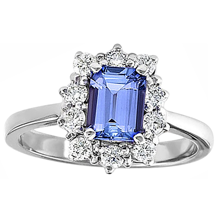 naturel tanzanite 6.20carats bague vue de dessus