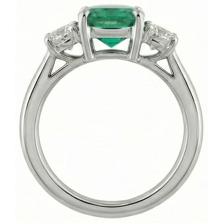 naturel cushion émeraude 6.50carats bague vue de profil